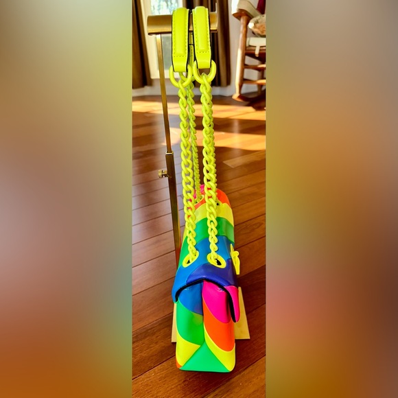 Kurt Geiger Brixton Neon Rainbow Striped Shoulder Bag. NWOT - Picture 10 of 11